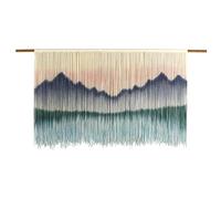ZNKZJ Tapiz de macramé Hecho a Mano para Colgar en la Pared,tapices de macramé teñidos a Mano Boho Chic,cordón de macramé 100% Tejido Tapiz de Pintura de Paisaje decoración Beige,130x80cm