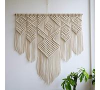 ZNKZJ Tapiz de Pared de macramé Hecho a Mano, decoración de Pared de Tapiz de Pared de Tejido Bohemio Grande, tapices de Arte de Cuerda de algodón para decoración Fondo de Boda, Beige_b-100x110cm