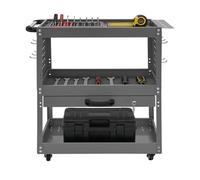ZNLLQZN Carro de taller de 3 niveles con cajones - Carro de herramientas - Carro de montaje, carro de transporte, capacidad de carga aprox. 250 kg, carro multiusos para almacén, garaje y estudio, 81 x