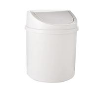 ZNTIHZ Mini bote de basura for escritorio con tapa, cubo cilíndrico mesa, atornillada fácil limpiar for oficina y cafetería, 1 ud Para Oficinas, Baños Y Hogares(White)