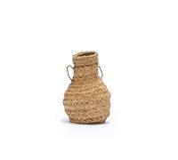 ZocoChic Jarrón de Esparto, Florero Decorativo de Mimbre, Artesanal Marroquí, Diseño Rústico con Asas, 40cm