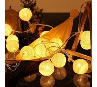 Zodight 3,8M Guirnalda Luces Interior, 20 Bolas de Algodón con ENCHUFE Resistente al agua IP44, Luz LED para Habitación Mesa Estante Patio Cafetería Fiesta Boda