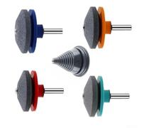 Zoegneer Kit de sacapuntas y equilibrador para cortacésped con 4 piedras de molienda de corindón para taladro, herramienta de afilado eficiente para mantenimiento de jardín, 50 x 60 mm (B color
