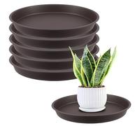 ZOENHOU 6 Posavasos para Macetas 30 cm - Platillos para Plantas de Plástico PP - Bandejas de Goteo Redondas Marrón para Interior y Exterior