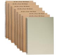 ZOENHOU Paquete de 8 cuadernos de cuadrícula A4, papel cuadriculado A4, páginas cuadradas de 5 mm, 200 páginas/100 hojas, cuaderno de cuadrícula encuadernado en espiral, diario cuadrado de alambre a