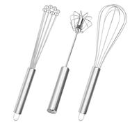 ZoeTekway Juego de batidor inoxidable de huevos de cocina de 3 piezas, incluye de globo, flexible con cuentas, batidor semiautomático