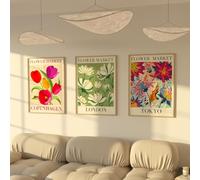 Zoey Austin ZoeyAustin Juego de 3 pósteres artísticos de doble cara, 30 cm x 42 cm, elegante póster de pared, 6 murales, cuadros a ambos lados (Flower Market, sin marco, DIN A3)