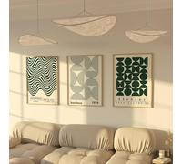 ZoeyAustin® Juego de 3 pósteres de arte, sin marco, 50x70, elegante póster de pared, 3 imágenes, imágenes a doble cara (Bauhaus Verde)