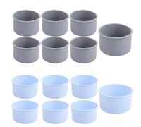 ZOFUN 14 moldes de silicona para tartas, 10 x 6 cm, moldes individuales para pudín Yorkshire de 220 °C, resistentes al calor, color azul y gris, antiadherentes, moldes redondos individuales para