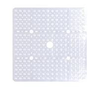 ZOKBOM Alfombrilla de ducha antideslizante, 70 x 70 cm, antideslizante, cómoda, alfombrilla de ducha grande, de secado rápido, sin BPA con ventosas (blanco transparente, PVC cuadrado)