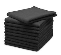 ZOLLNER Juego de 10 paños de Microfibra para un Brillo sin Rayas - paños de Limpieza sin Pelusa y Muy absorbentes - Lavables hasta 60 °C - 40 x 40 cm en Color Negro - Calidad de Hotel