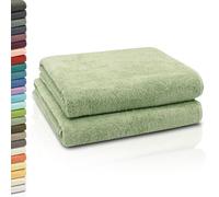 ZOLLNER Juego de 2 Toallas de baño: Toallas de Ducha Suaves y Muy absorbentes, Lavables hasta 95 °C, algodón, 100 x 150 cm, Color Verde Claro