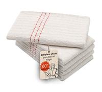 ZOLLNER Juego de 5 paños de Fregar: paños de Limpieza Gran Capacidad de absorción; Tejido Mixto; Lavables a 60 °C; 55 x 60 cm, Color Natural con Rayas Rojas