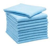ZOLLNER Set de 10 paños de Microfibra para un Brillo sin Rayas - paños de Limpieza sin Pelusas y Muy absorbentes - Lavables hasta 60°C - 32x32cm en azúl - Calidad hotelera