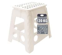 ZOLLNER Taburete Plegable Multiusos portátil, 39 cm Altura, hasta 120 kg, Blanco