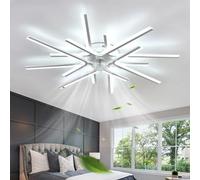 ZOMLBOF Grande Ventilador De Techo Con Luz y Mando A Distancia, Regulable Ceiling Fan With Light 6 Velocidades Reversibile Moderno Lampara Ventilador Memoria Dormitorio Salon, Blanco 90CM