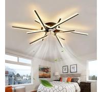 ZOMLBOF Grande Ventilador De Techo Con Luz y Mando A Distancia, Regulable Ceiling Fan With Light 6 Velocidades Reversibile Moderno Lampara Ventilador Memoria Dormitorio Salon, Negro 85CM