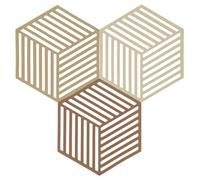 Zone Denmark Hexagon Salvamanteles Resistentes al Calor, de Silicona, prácticos y Decorativos, 16 x 14 cm, 3 Unidades, Color Caqui/Arena cálida/Almendra