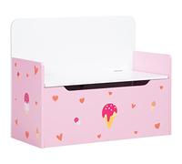 ZONEKIZ 2 en 1 Baúl de Juguetes para Niños de +18 Meses Banco de Almacenaje Infantil con Tapa de Cierre Magnética para Dormitorio Sala de Juego Carga 50 kg 60x30x50 cm Rosa