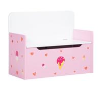 ZONEKIZ Banco infantil 2 en 1 Baúl de almacenamiento para +18 meses Carga 50 kg 60x30x50 cm Rosa