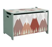 ZONEKIZ Baúl de juguetes con tapa abatible 60x37x39cm Verde | Baúl juguetes con bisagra seguridad, diseño animal lindo y asa, para habitación infantil