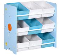 ZONEKIZ Estantería Infantil con 9 Cajas de Tela no Tejida Extraíbles Organizador de Juguetes para Dormitorio Guardería 63x30x60 cm Azul Blue 63x30x60cm