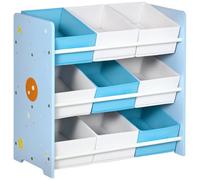 ZONEKIZ Estantería Infantil con 9 Cajas de Tela no Tejida Extraíbles Organizador de Juguetes para Dormitorio Guardería 63x30x60 cm Azul