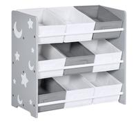Zonekiz estantería infantil con 9 cajas de tela no tejida extraíbles organizador de juguetes para dormitorio guardería 63x30x60 cm gris