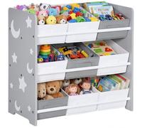 ZONEKIZ Estantería Infantil con 9 Cajas de Tela no Tejida Extraíbles Organizador de Juguetes para Dormitorio Guardería 63x30x60 cm Gris
