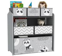 ZONEKIZ Estantería Infantil de Juguetes con 6Cajas 63x30x66cm Gris y Blanco