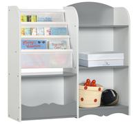 ZONEKIZ Estantería para Niños Organizador de Juguetes Estantería Infantil con Estantes Abiertos para Dormitorio 85x26x84 cm Gris Aosom España