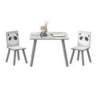 ZONEKIZ Mesa y Sillas Infantiles de 3 Piezas con 2 Sillas Gris y Blanco