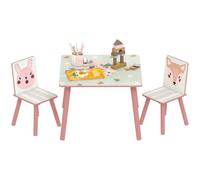 ZONEKIZ Mesa y Sillas Infantiles de 3 Piezas con 2 Sillas Rosa y Blanco | Mesa Infantil, Juego de Muebles para Actividades, para Niños de 3-8 Años, para Dormitorio Sala de Juegos