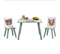 ZONEKIZ Mesa y Sillas Infantiles de 3 Piezas con 2 Sillas Verde y Blanco | Mesa Infantil, Juego de Muebles para Actividades, para Niños de 3-8 Años, para Dormitorio Sala de Juegos