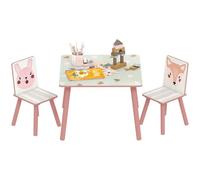 ZONEKIZ Mesa y Sillas Infantiles de 3 Piezas Mesa Infantil con 2 Sillas Juego de Muebles para Actividades para Niños de 3-8 Años para Dormitorio Sala de Juegos Rosa y Blanco