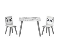 Zonekiz mesa y sillas infantiles de 3 piezas mesa infantil con 2 sillas juego de muebles para actividades para niños de 3-8 años para dormitorio sala de juegos gris y blanco 44 cm