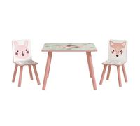Zonekiz mesa y sillas infantiles de 3 piezas mesa infantil con 2 sillas juego de muebles para actividades para niños de 3-8 años para dormitorio sala de juegos rosa y blanco