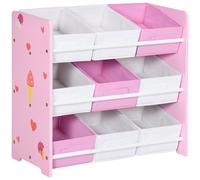 ZONEKIZ Organizador de Juguetes con 9 Cajas de Tela no Tejida Extraíbles para Dormitorio Guardería 63x30x60 cm Rosa