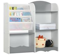 HomCom Estantería infantil Organizador de juguetes con estantes abiertos 85x26x84 cm Gris