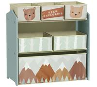 ZONEKIZ Organizador de Juguetes para Niños Estantería para Juguetes con 6 Cajas de Tela no Tejida Extraíbles 63x30x66 cm Verde Aosom España