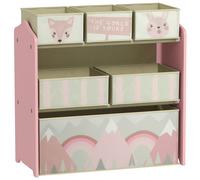 ZONEKIZ Organizador de Juguetes para Niños Estantería para Juguetes con 6 Cajas de Tela no Tejida Extraíbles 63x30x66 cm Rosa Aosom España