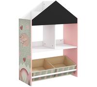 ZONEKIZ Organizador Infantil Estantería para Juguetes con Estantes Abiertos y 2 Cajas Extraíbles 62,4x26,5x90 cm Rosa Aosom España