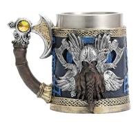 ZONSUSE Jarra de Guerrero Vikingo, Jarra de Cerveza Hacha Vikinga, Taza de Acero Inoxidable de Mitología Nórdica, Ideas Regalo para Hombres Cumpleaños Día del Padre Navidad 600 ml (Warrior)
