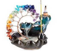 ZONSUSE Porta Incienso de Arbol de Cristal, Quemador de Incienso de Cascada de Cerámica, Soporte Incienso de Cristal de los 7 Chakras, Regalos de Decoración para el Hogar Aromaterapia (Chakra)