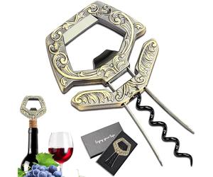 ZONSUSE Sacacorchos de Vino Viejo,Ah So Abridor da Vino Envejecido,Sacacorchos láminas para Corchos Frágiles de Botellas de Vino,regalos originales para Coleccionista Amante del Vino (Cian Retro)