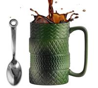 ZONSUSE Taza de Café Neumático,Taza de Estilo Mecánico 3D, Mug Original de Cerámica para Oficina y Hogar, Regalo Creativo para Hombres, Mujeres y Amantes del Motor 500 ml (con Asa Clásica en C-Verde)