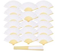 ZOOI Abanicos para bodas, 18 unidades, abanicos decorativos para bodas, color blanco, compartimentos plegables, para invitados, verano, bodas, decoración de boda, fiestas, decoración de pared