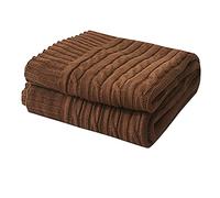 Zoomlie Manta de Sofá Grande de Punto Azul 100% Algodón 180 x 200cm Cálida Lavable Duradera Mantas para Sofá Sillones Cama Mantas Suaves para Camas Tamaño Doble (Marrón, 180 x 200cm)