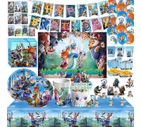 Zootopia 2 Nick Judy decoración de fiesta de cumpleaños vajilla platos tazas globo pancarta telón de fondo bolsa de regalo pegatina suministros de fiesta para niños 10pcs gift bags
