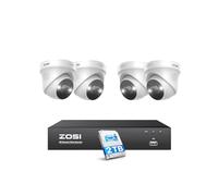 ZOSI 4K Kit de Cámara de Vigilancia Seguridad PoE 8CH 8MP Grabador NVR con 2TB HDD y 4pcs 5MP Cámara IP Exterior, Visión Nocturna en Color, Detección de Personas y Vehículos, Audio